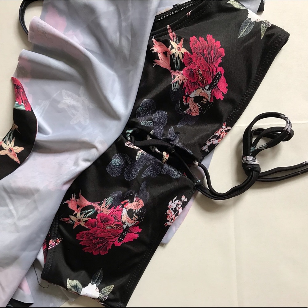 Ruffled Off Shoulder Flower Bikini - Picture 3 of 3